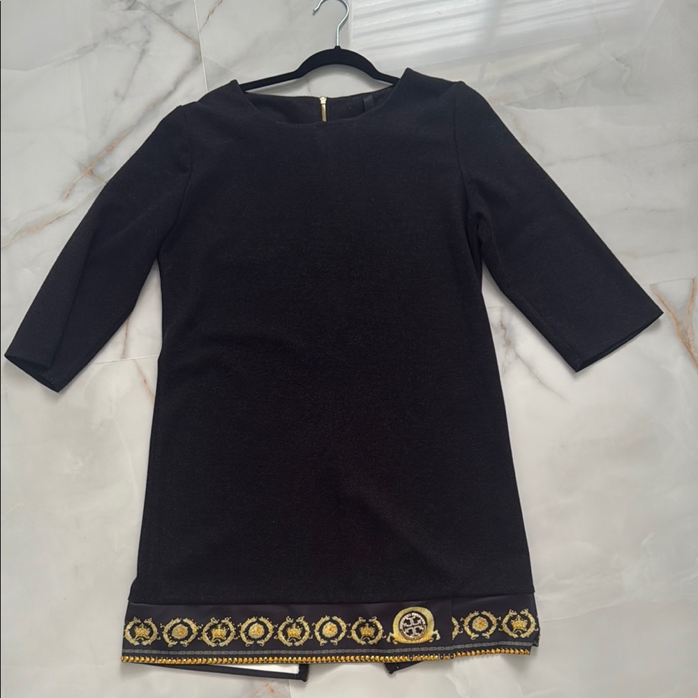 Tory Burch Elegant Black Dress with Gold Accents